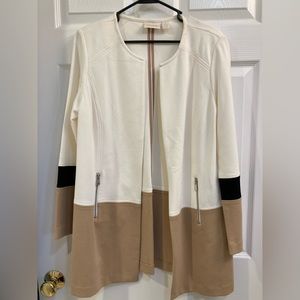 Chico’s Size 2 Brown, tan , and cream sweater jacket